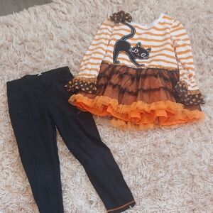 Orange and Black Cat Halloween Costume Set